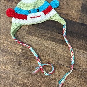 Kids Crochet Monkey Earflap Hat in Multi-Color